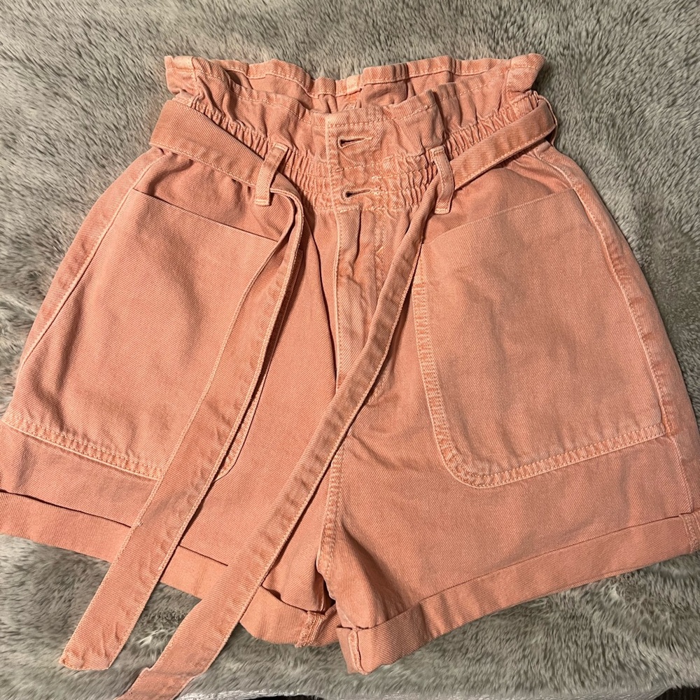 Zara high waisted paper bag shorts